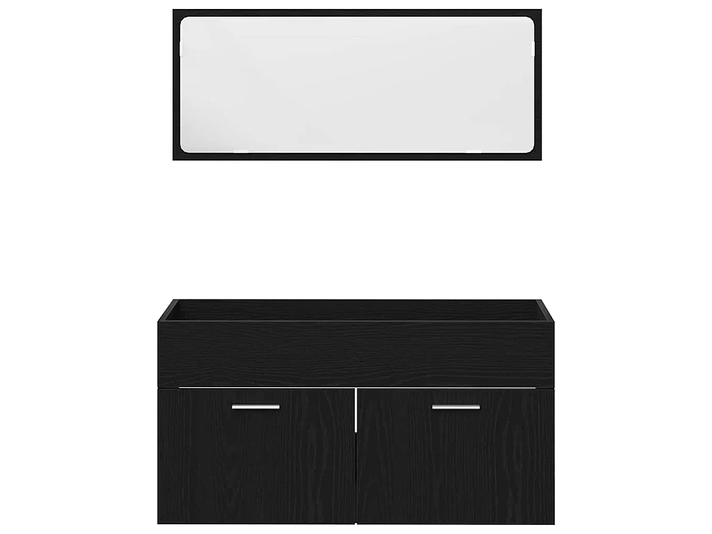4-teiliges Badmöbel-Set Schwarze Eiche