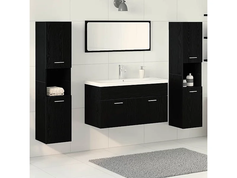 Ensemble de meubles de salle de bain 5 pcs Chêne noir