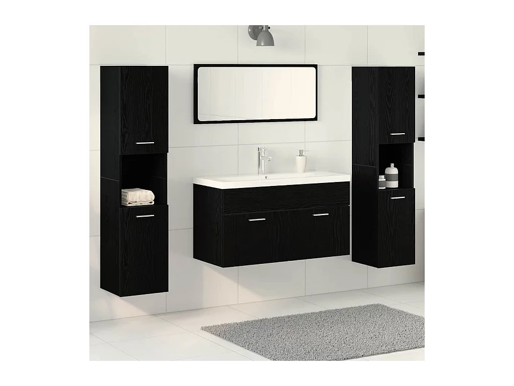 Ensemble de meubles de salle de bain 5 pcs Chêne noir