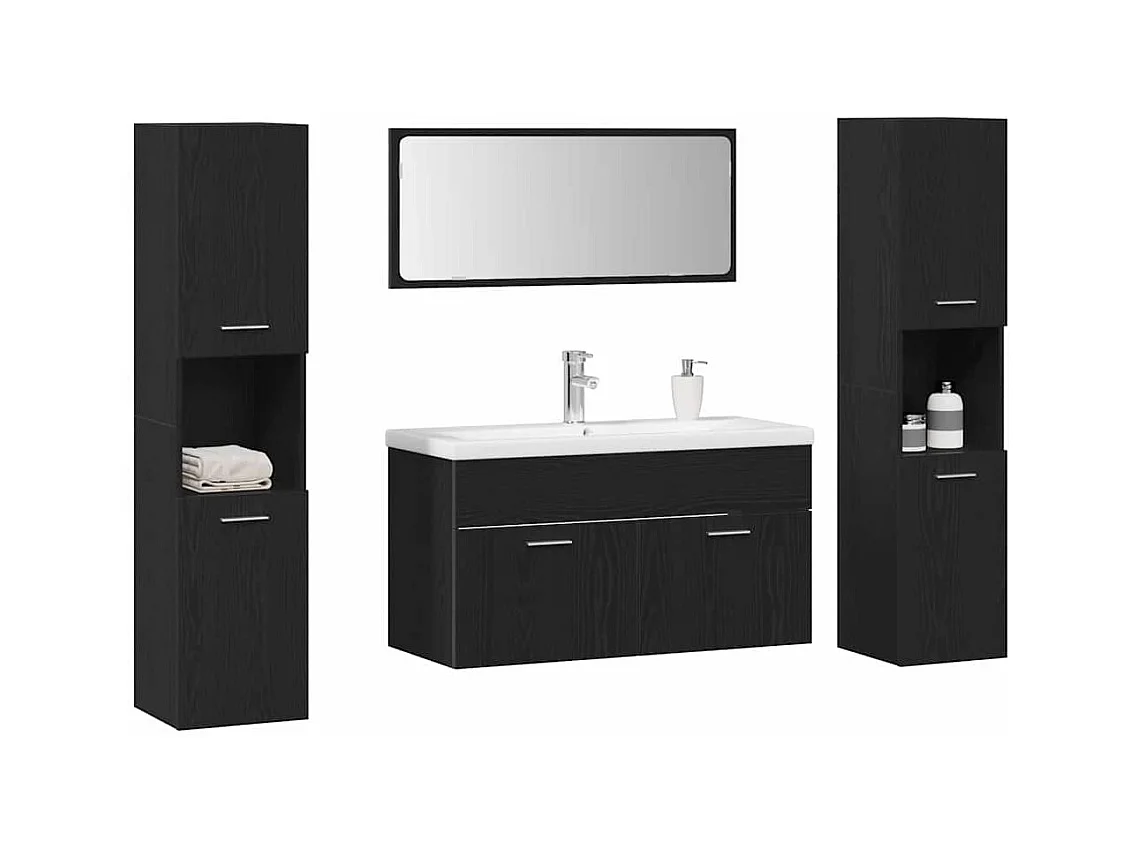 Ensemble de meubles de salle de bain 5 pcs Chêne noir