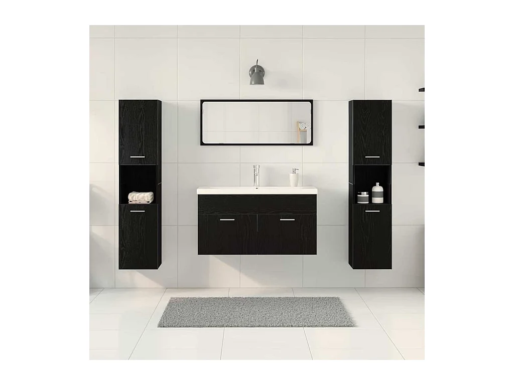 Ensemble de meubles de salle de bain 5 pcs Chêne noir