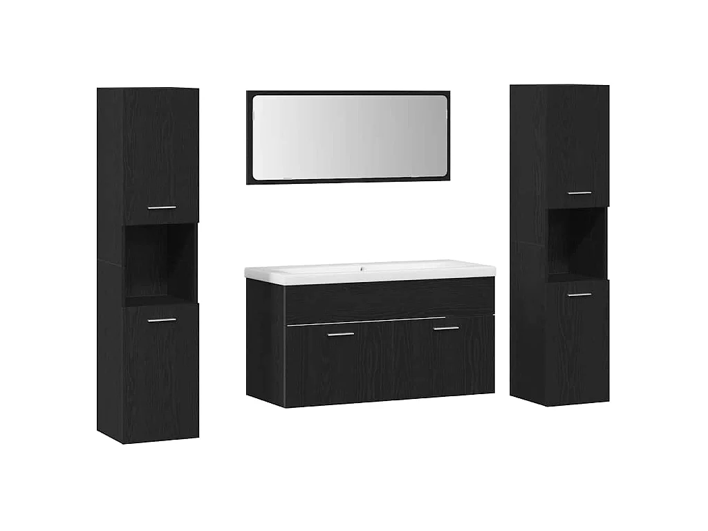 Set di mobili da bagno 5 pezzi in rovere nero