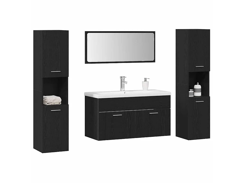 Set di mobili da bagno 5 pezzi in rovere nero