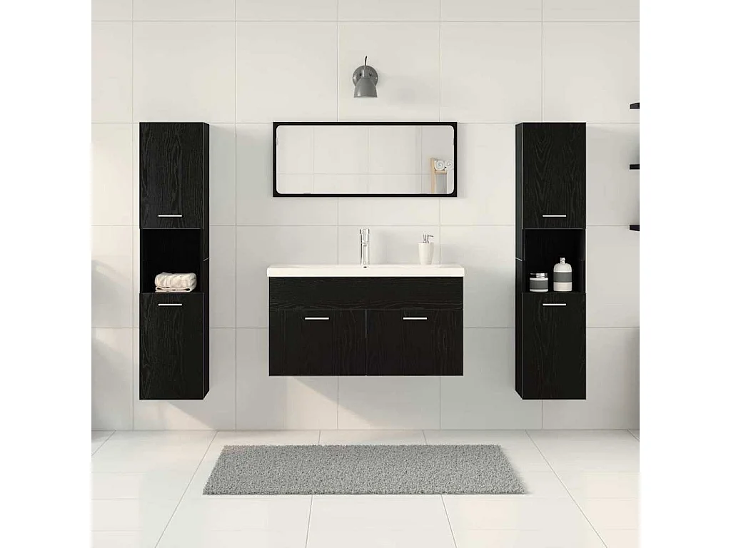 Set di mobili da bagno 5 pezzi in rovere nero