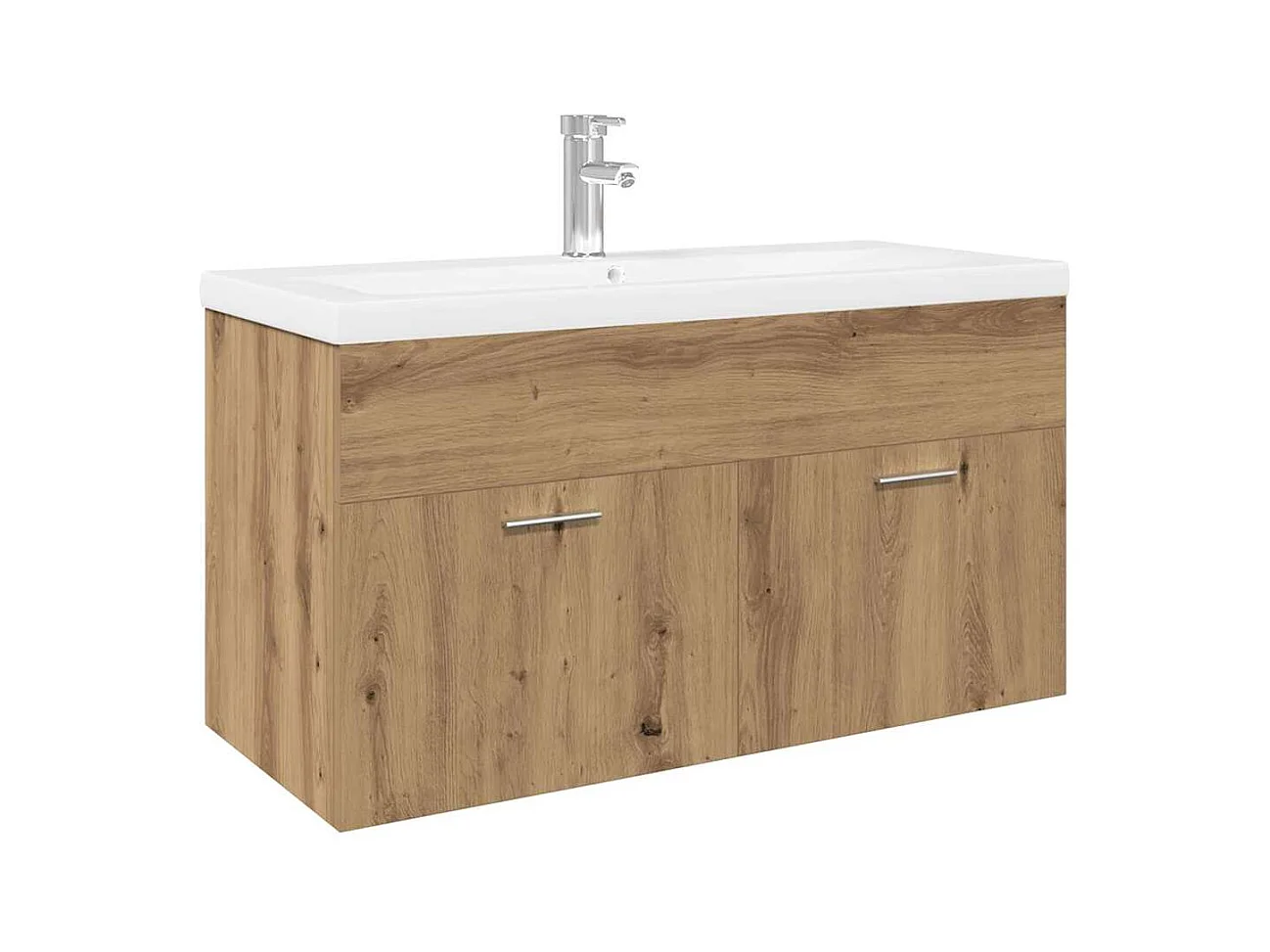 Mueble de lavabo y lavabo integrado, roble artesanal, madera de ingeniería