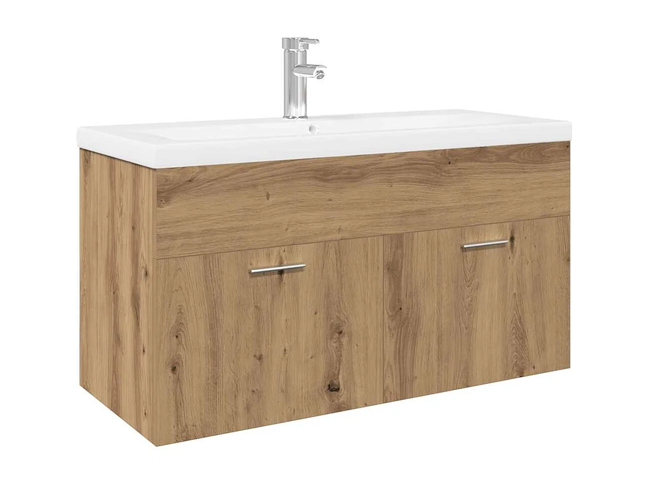 Meuble lavabo et bassin intégré chêne artisanal bois ingénierie