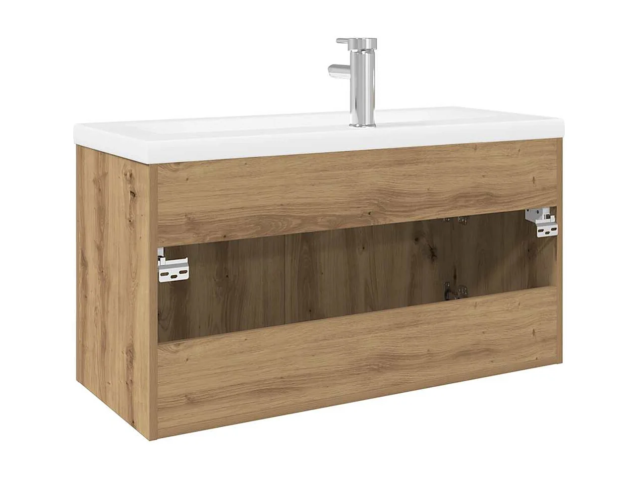 Meuble lavabo et bassin intégré chêne artisanal bois ingénierie