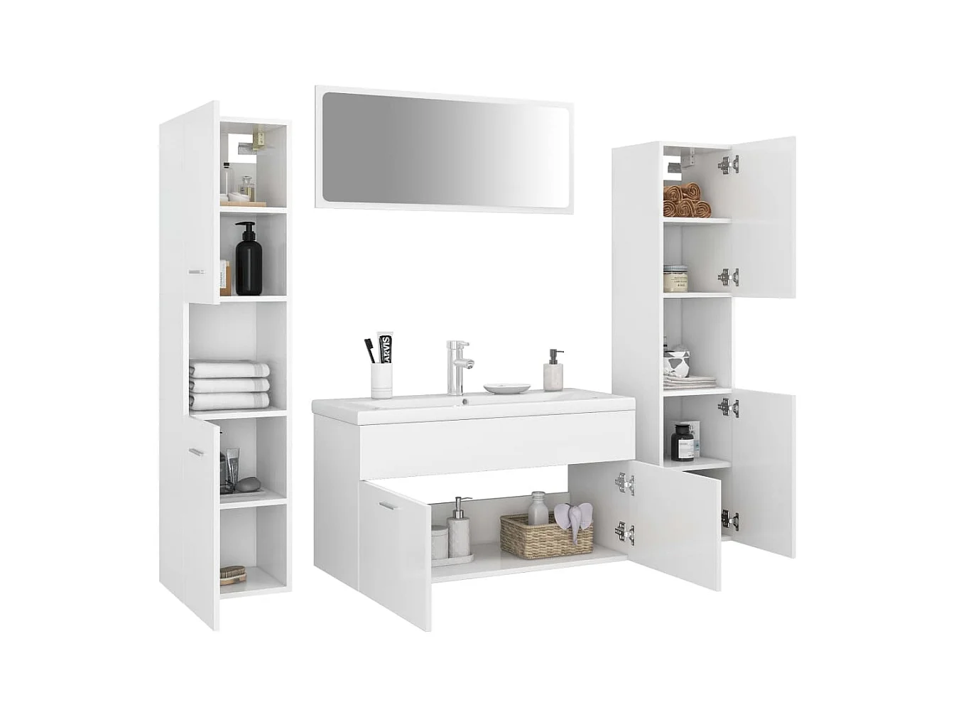 Conjunto de muebles de baño de aglomerado blanco