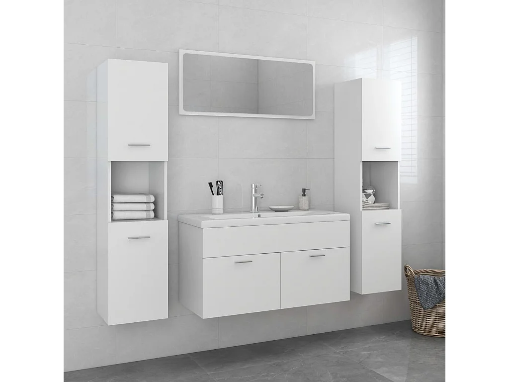 Ensemble de meubles de salle de bain Blanc Aggloméré