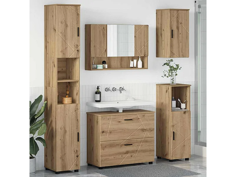 Ensemble de mobilier de salle de bain 5 pcs chêne artisanal