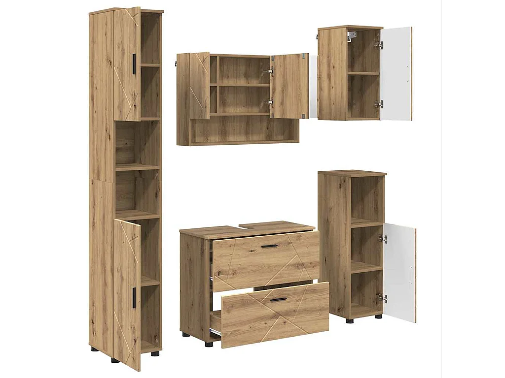 Ensemble de mobilier de salle de bain 5 pcs chêne artisanal