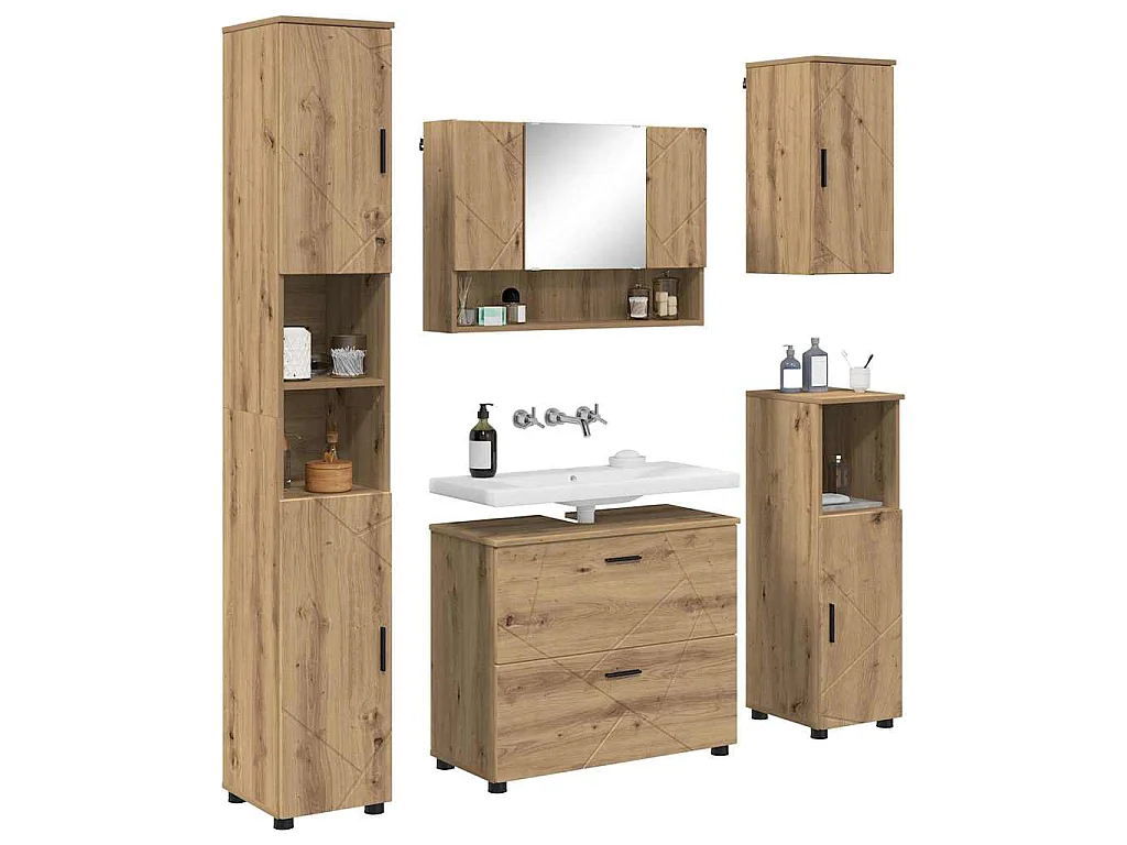 Ensemble de mobilier de salle de bain 5 pcs chêne artisanal