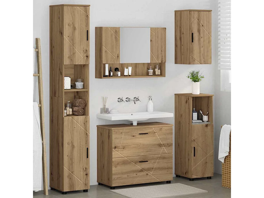 Ensemble de mobilier de salle de bain 5 pcs chêne artisanal