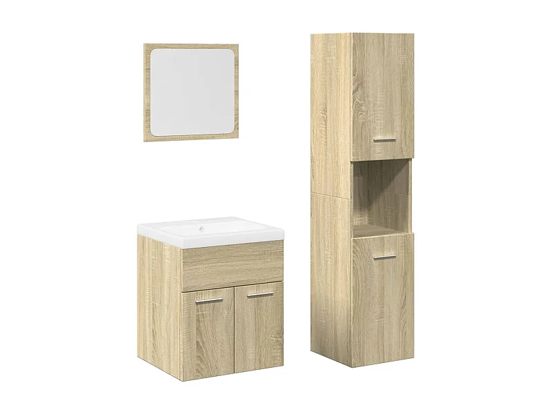 Conjunto de muebles de baño de 4 piezas roble sonoma