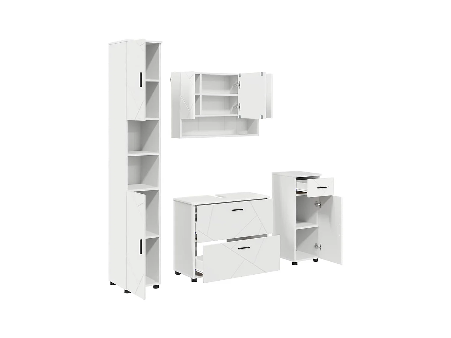 Conjunto de muebles de baño con cajón 4 piezas Blanco