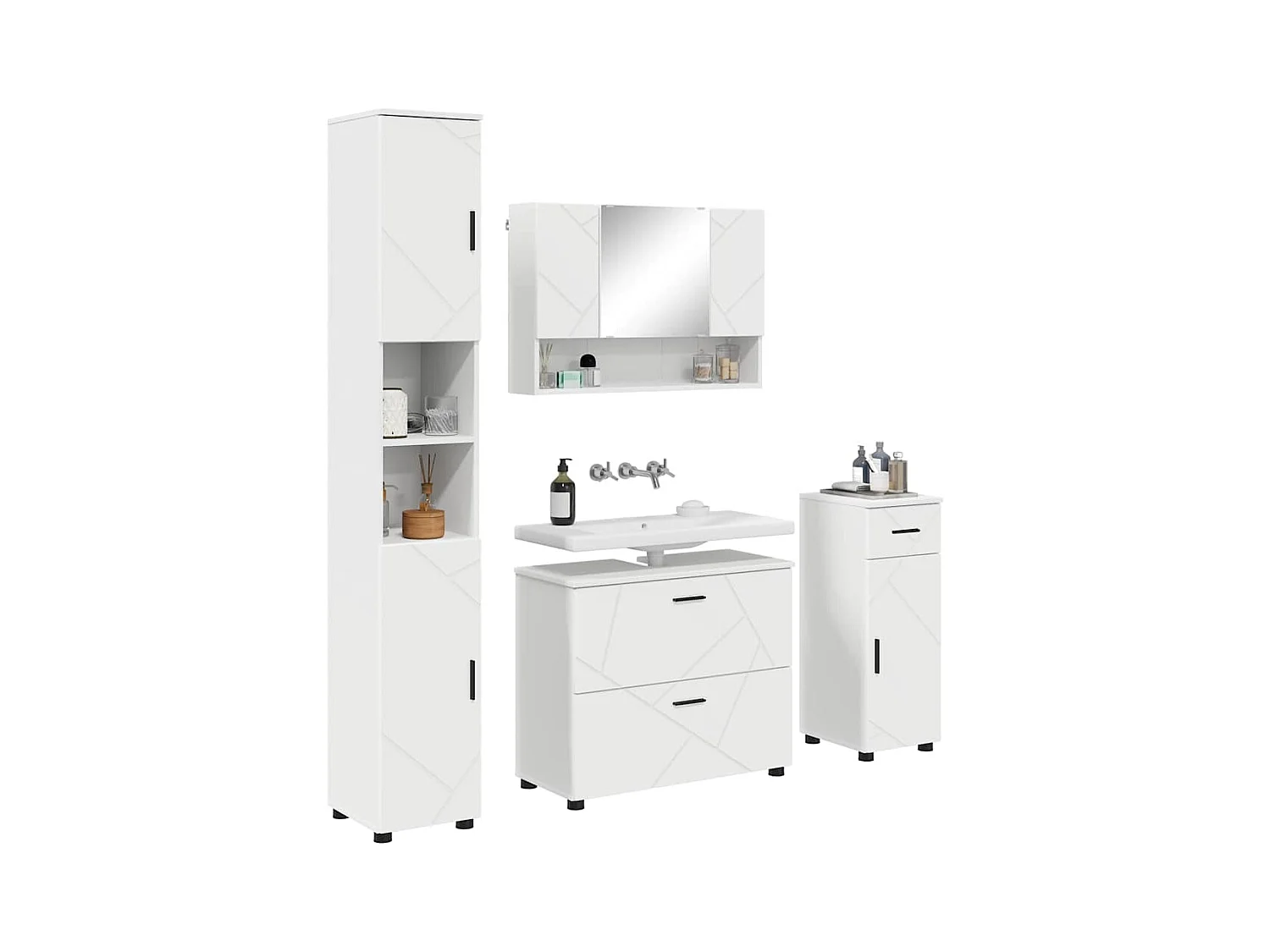 Conjunto de muebles de baño con cajón 4 piezas Blanco