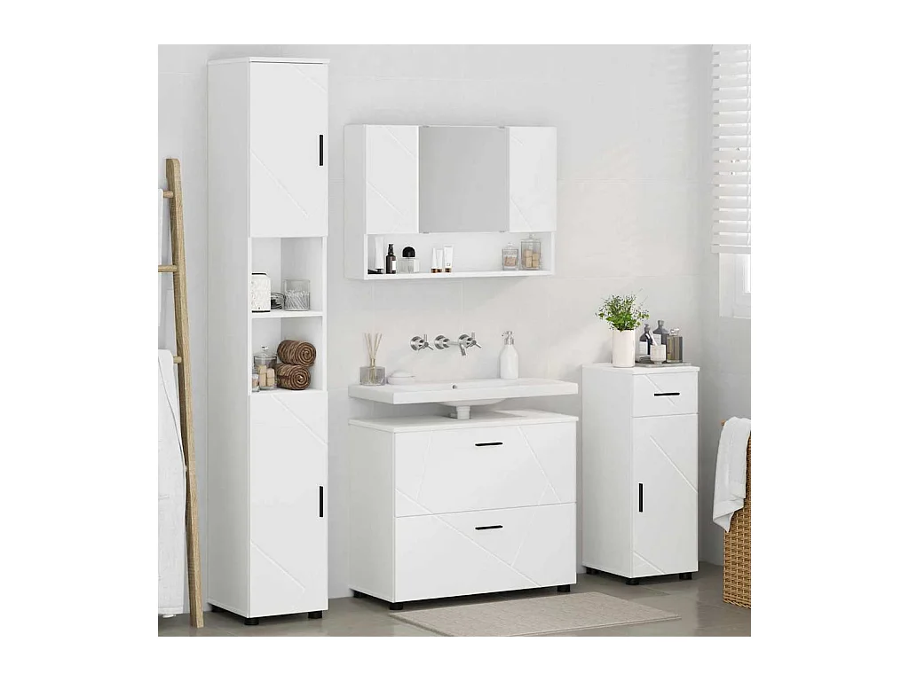 Conjunto de muebles de baño con cajón 4 piezas Blanco