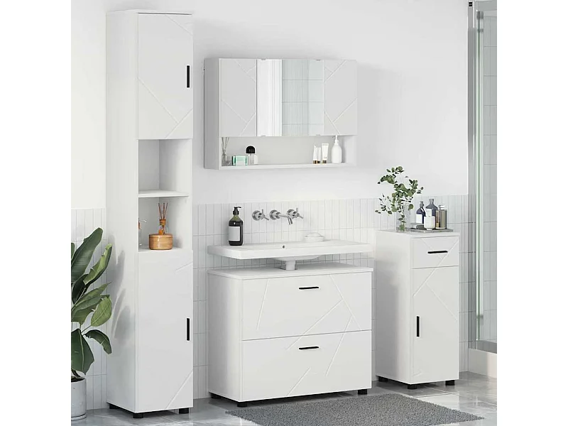 Conjunto de muebles de baño con cajón 4 piezas Blanco