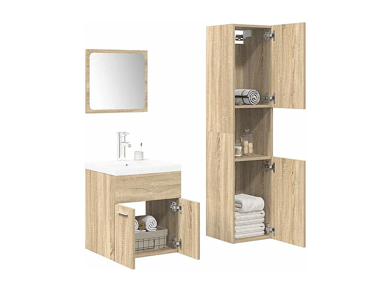 Conjunto de muebles de baño de 4 piezas roble sonoma