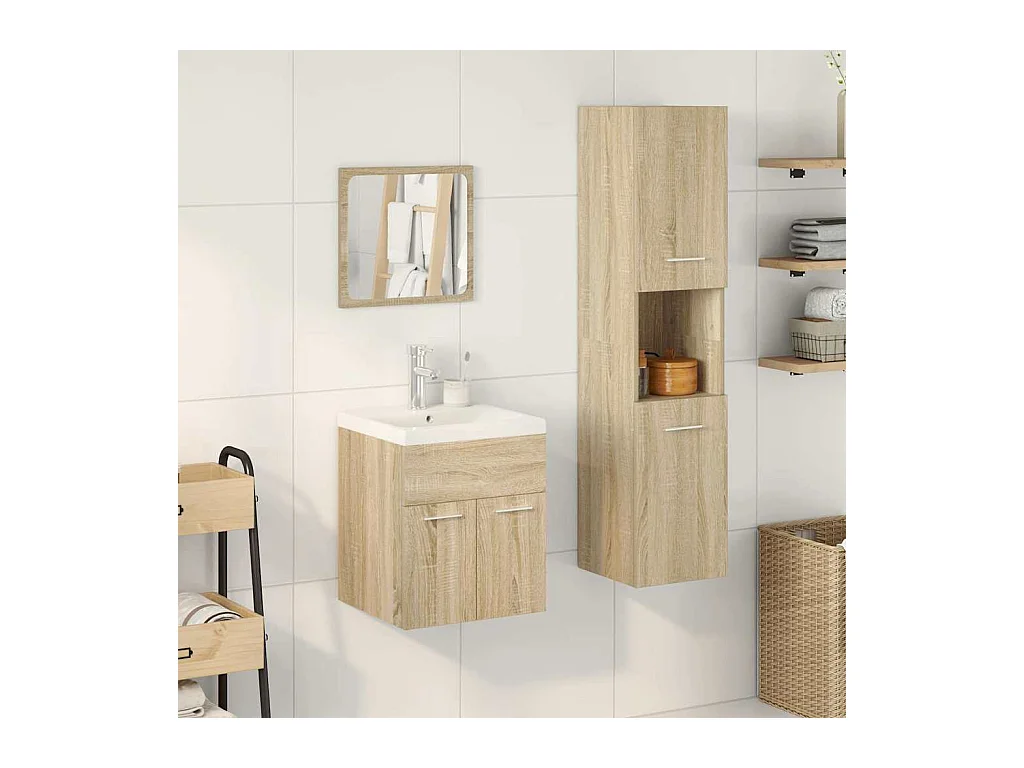 4-delige badkamermeubelset Sonoma Oak