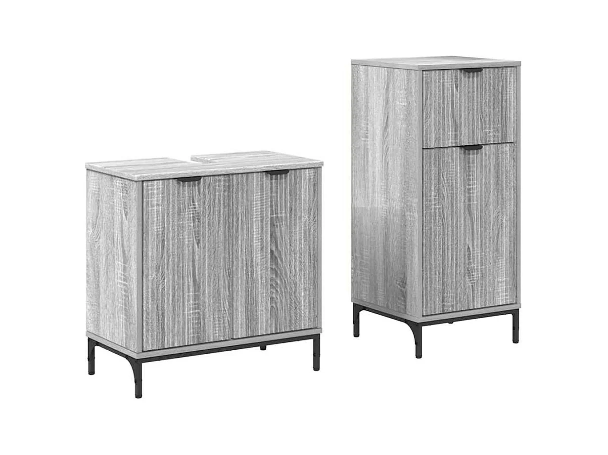 Ensemble de mobilier de salle de bain Plaid 2 pcs Sonoma gris