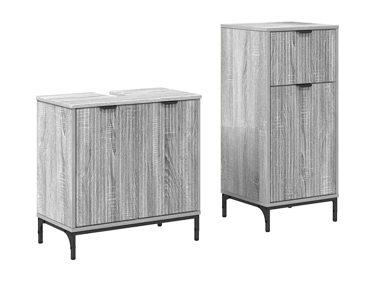 Set di mobili da bagno a quadri 2 pezzi grigio Sonoma