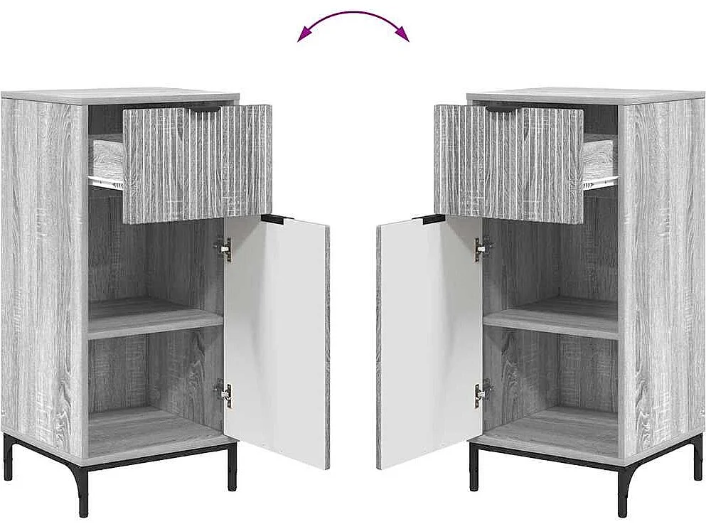 Set di mobili da bagno a quadri 2 pezzi grigio Sonoma