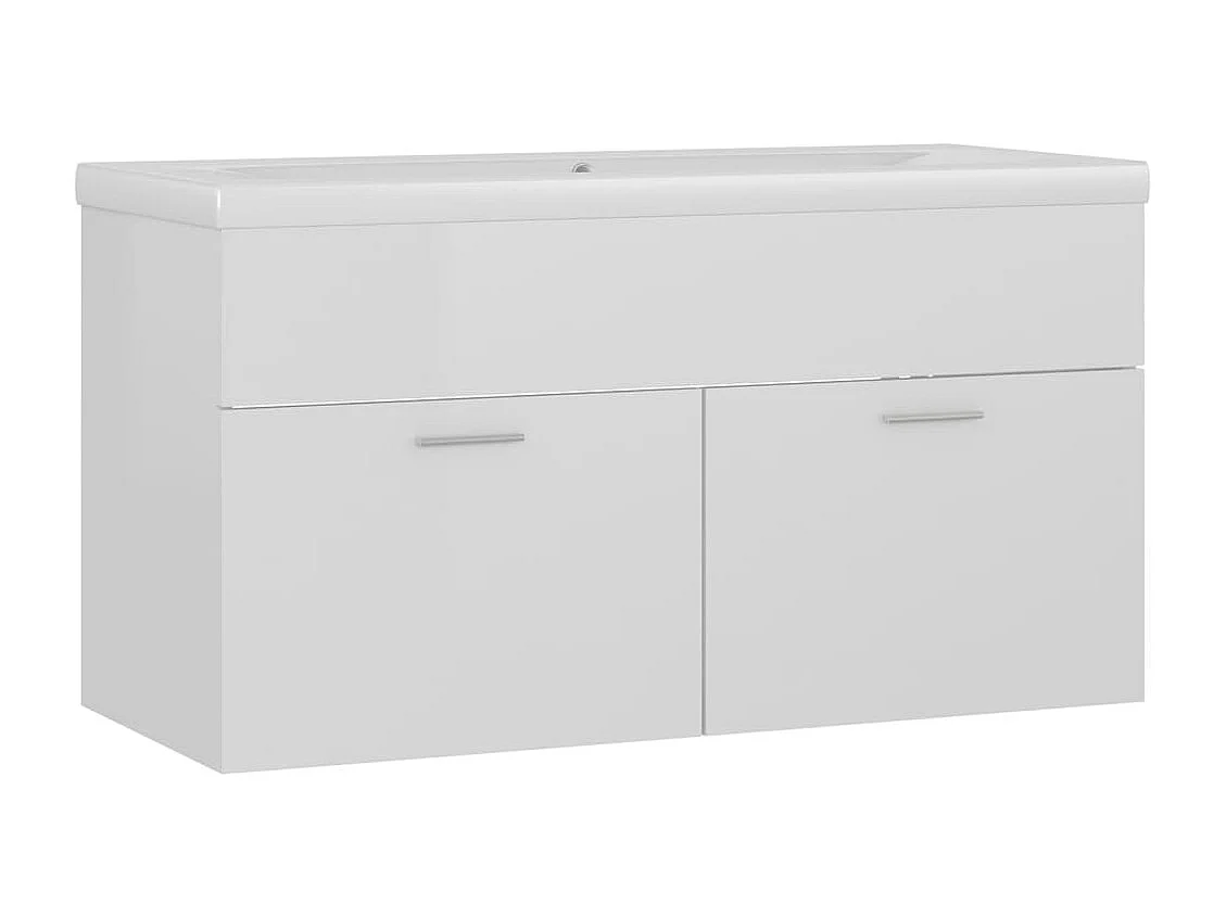 Mueble de lavabo con fregadero integrado Blanco brillo