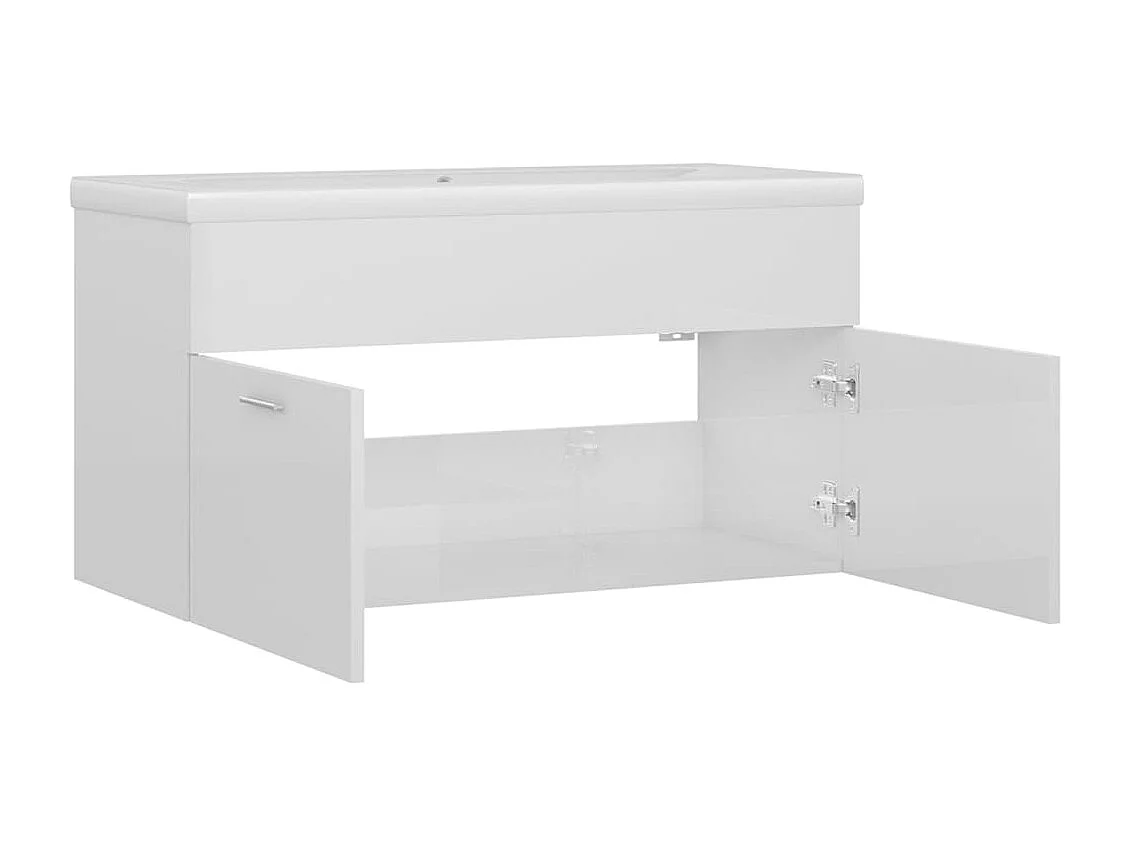 Mueble de lavabo con fregadero integrado Blanco brillo