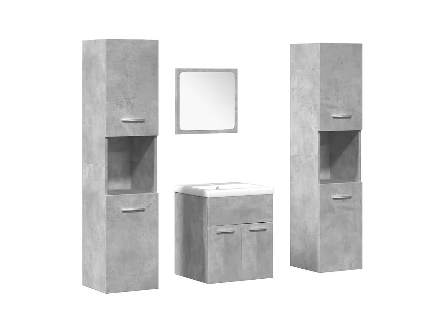 5-teiliges Badmöbel-Set Betongrau