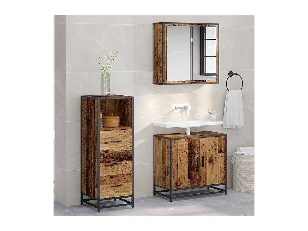 Mobile da bagno in legno antico 35 x 37,5 x 100 cm