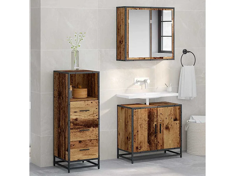 Mobile da bagno in legno antico 35 x 37,5 x 100 cm
