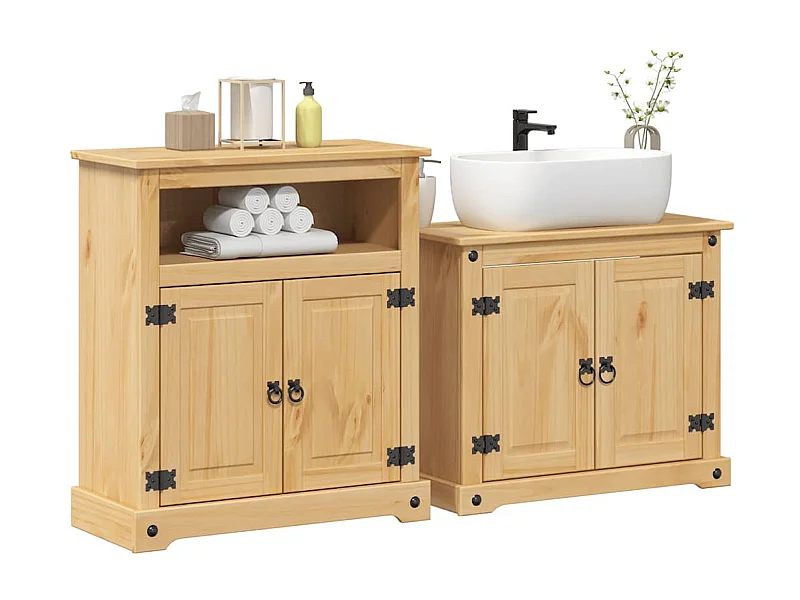 Ensemble de meubles salle de bain 2 pcs Corona bois pin massif