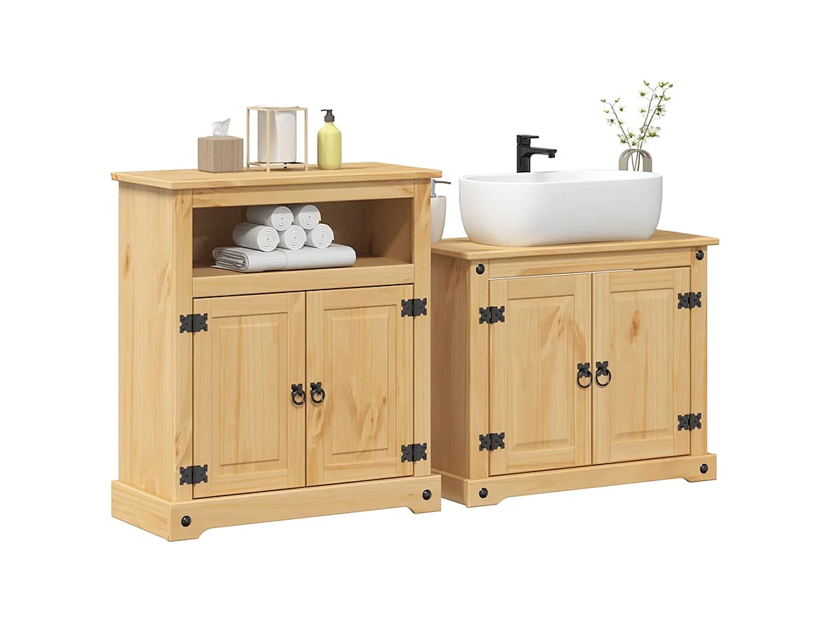 Conjunto de muebles de baño Corona de 2 piezas, madera maciza de pino