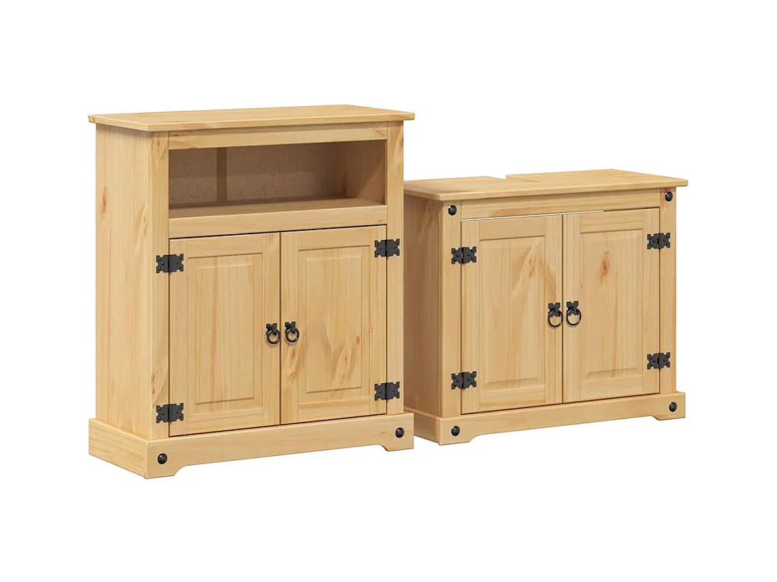 Conjunto de muebles de baño Corona de 2 piezas, madera maciza de pino