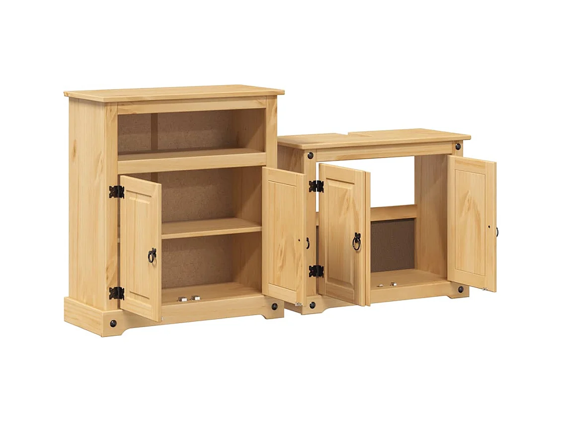 Conjunto de muebles de baño Corona de 2 piezas, madera maciza de pino
