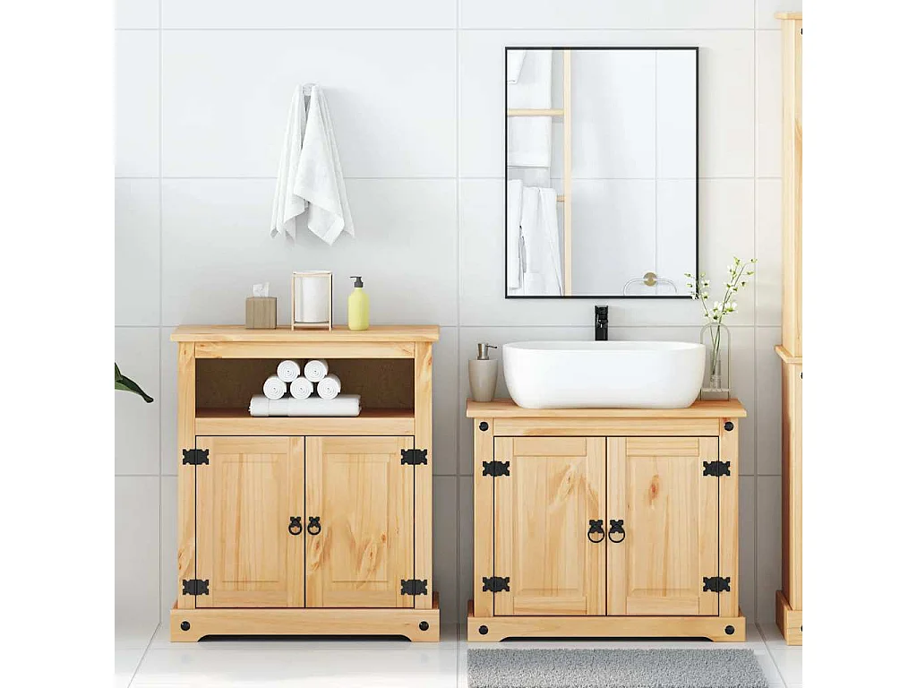 Ensemble de meubles salle de bain 2 pcs Corona bois pin massif