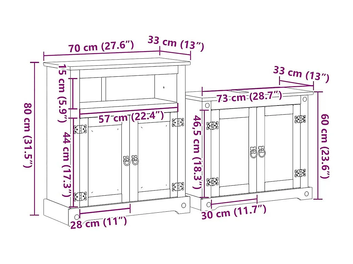 Ensemble de meubles salle de bain 2 pcs Corona bois pin massif