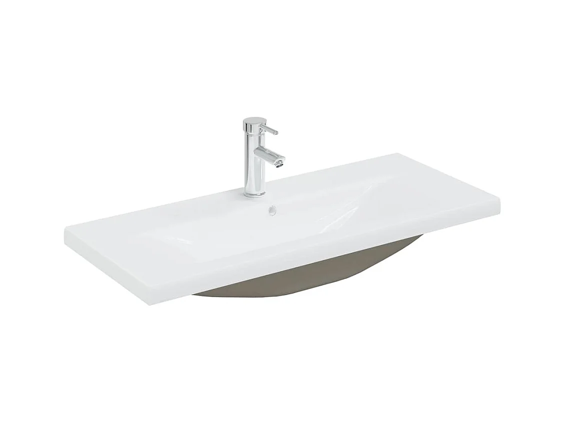 Ensemble de meubles de bain 2pcs céramique et bois d'ingénierie