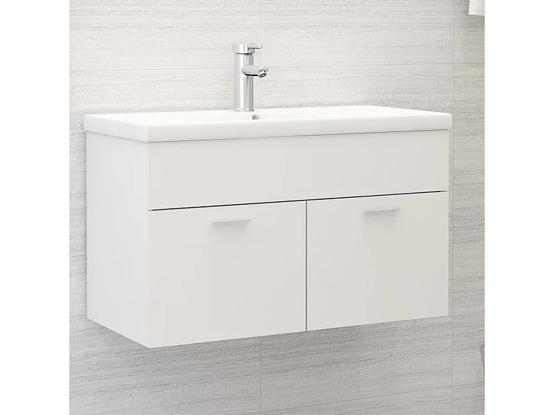 Mueble de lavabo con fregadero integrado Aglomerado blanco