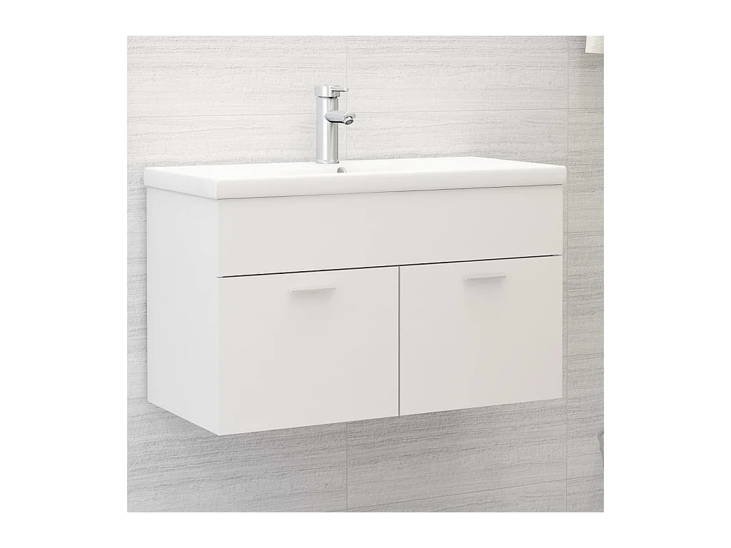 Mueble de lavabo con fregadero integrado Aglomerado blanco