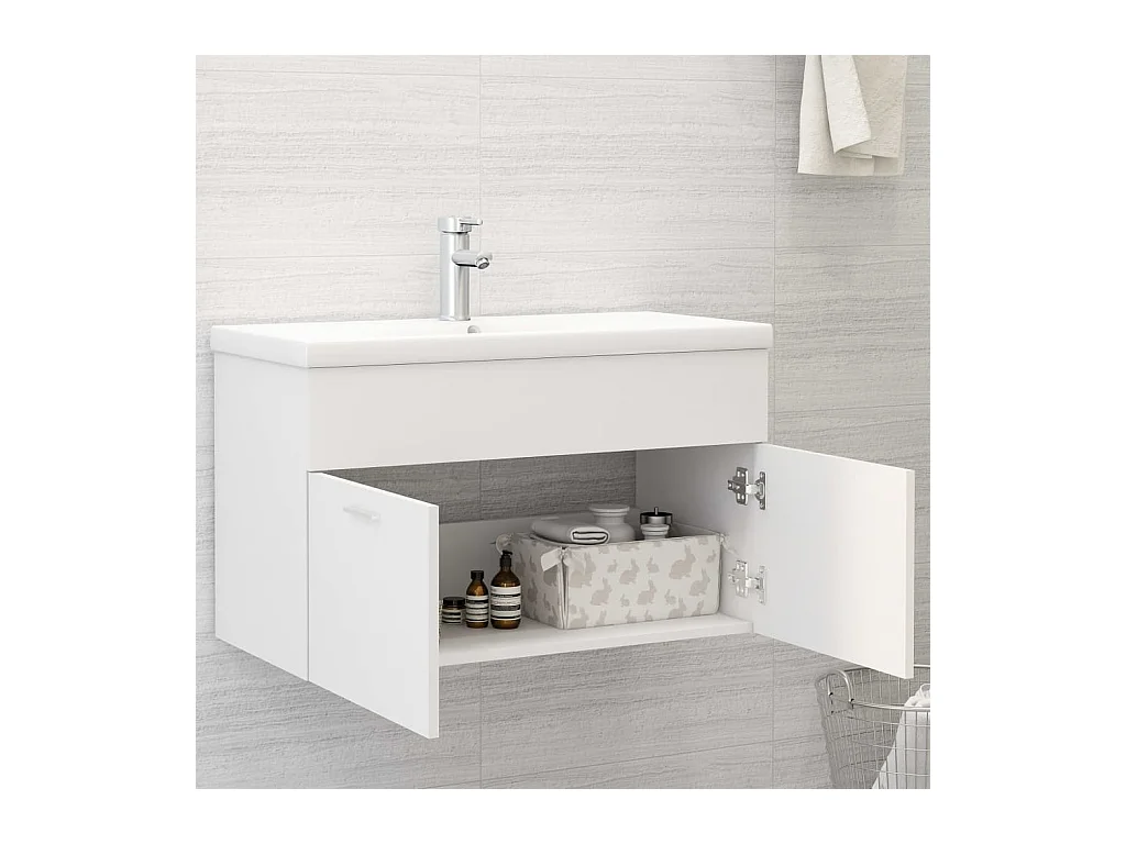 Mueble de lavabo con fregadero integrado Aglomerado blanco