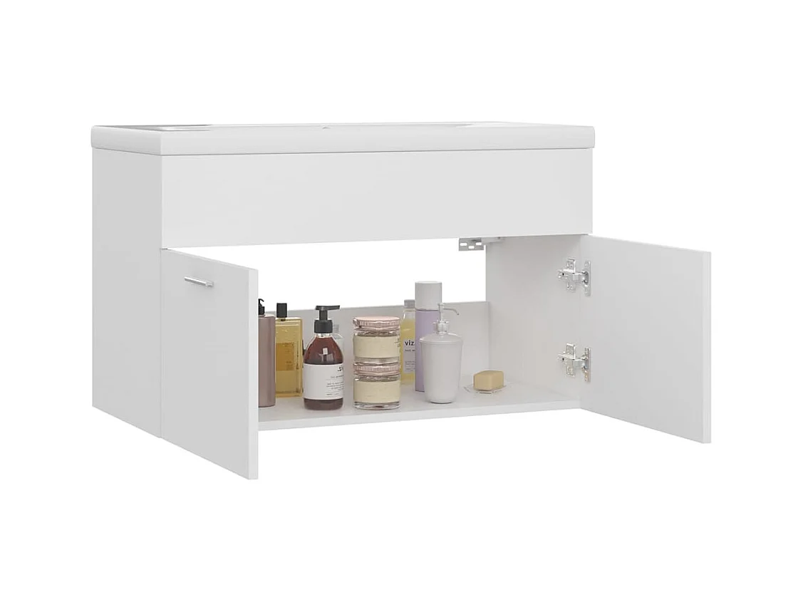 Mueble de lavabo con fregadero integrado Aglomerado blanco