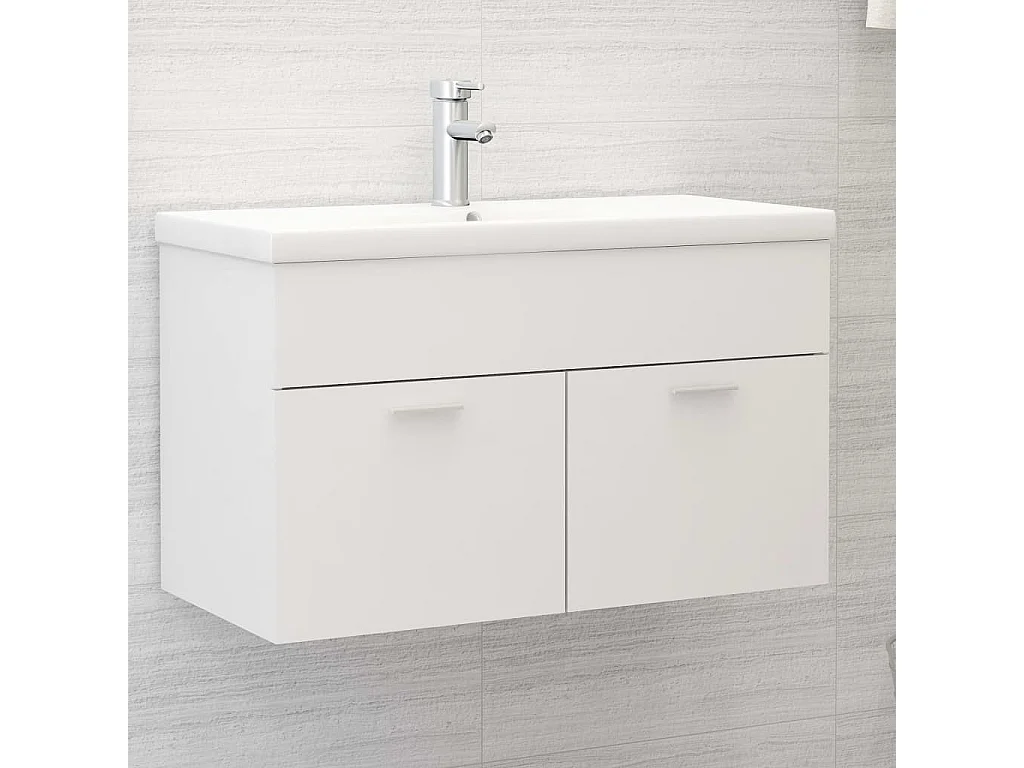 Mueble de lavabo con fregadero integrado Aglomerado blanco