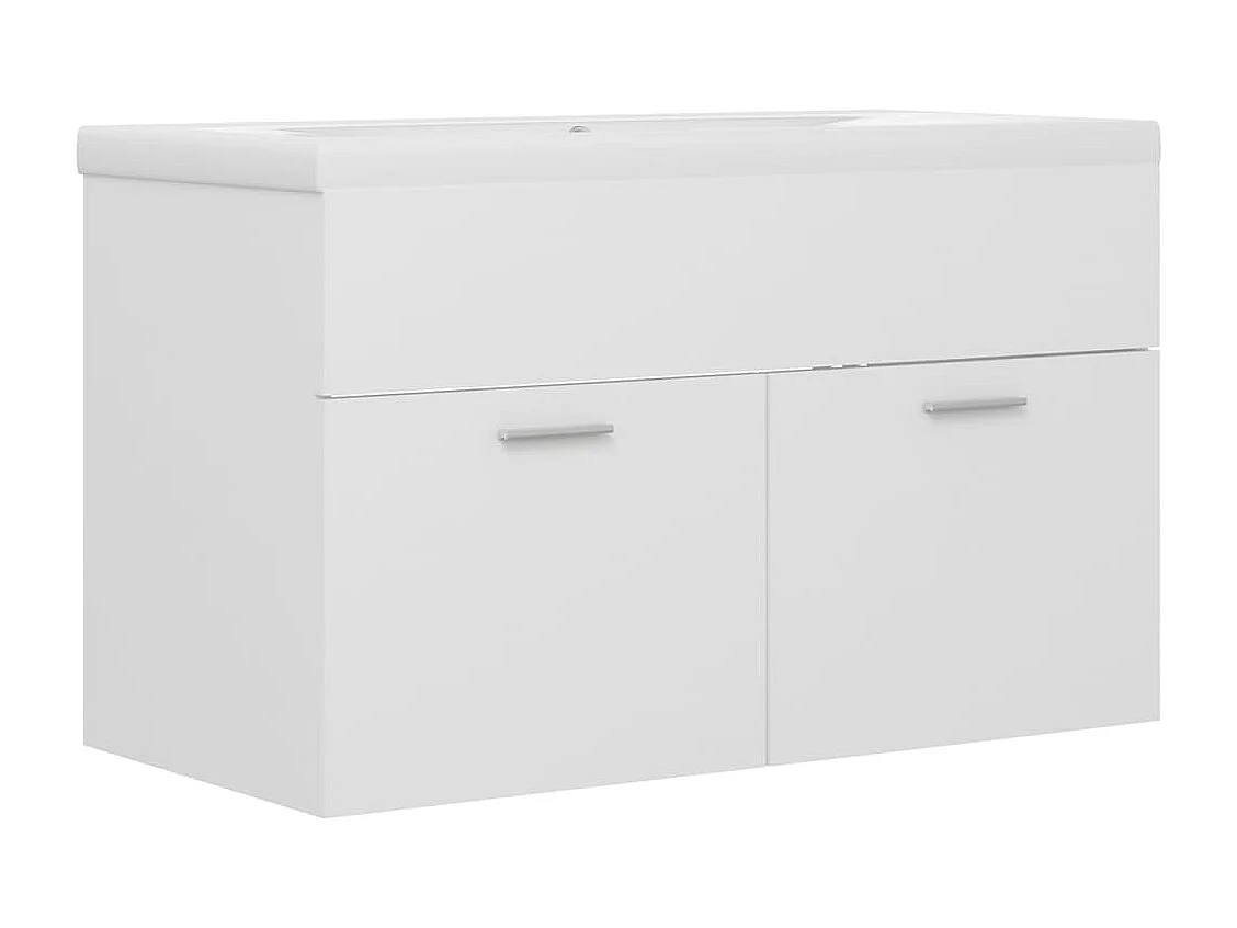 Mueble de lavabo con fregadero integrado Aglomerado blanco