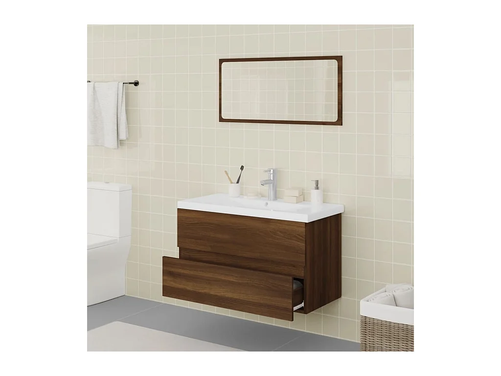 Muebles de baño de madera de ingeniería de roble marrón