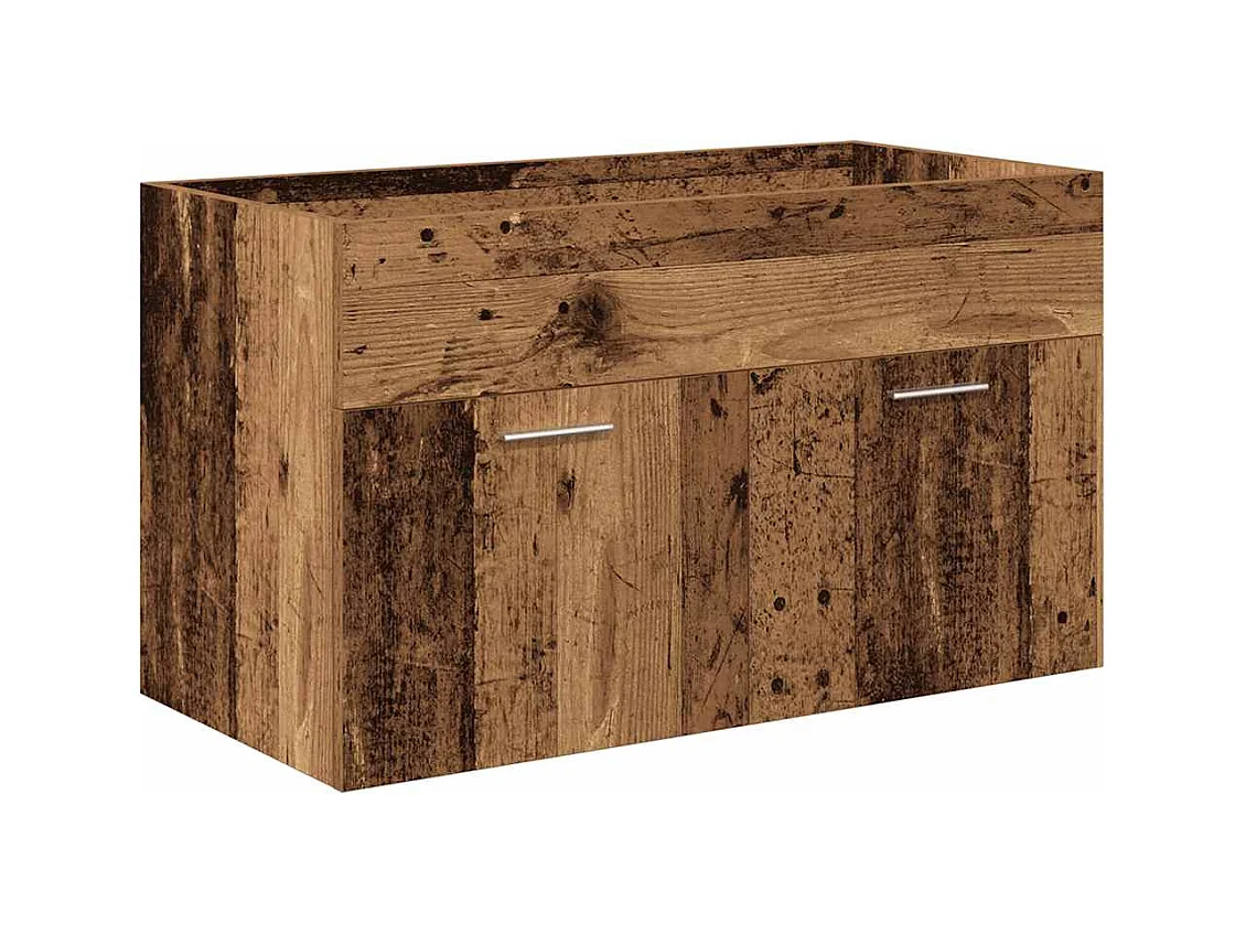 Mueble lavabo con lavabo integrado y grifería en madera antigua