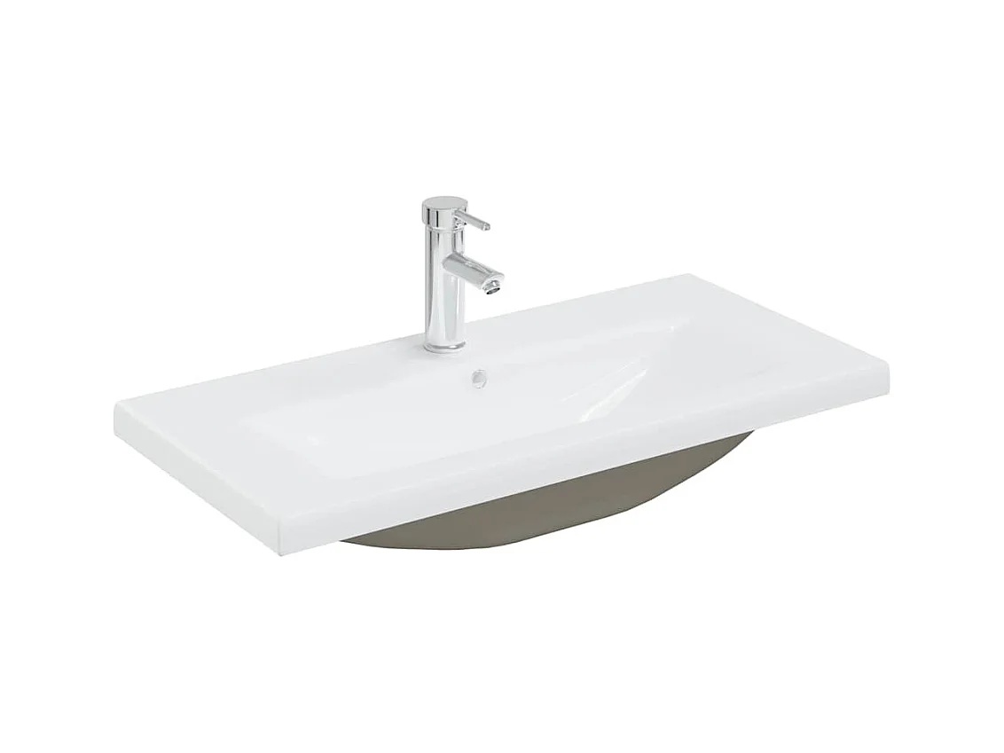 Mueble lavabo con lavabo integrado y grifería en madera antigua