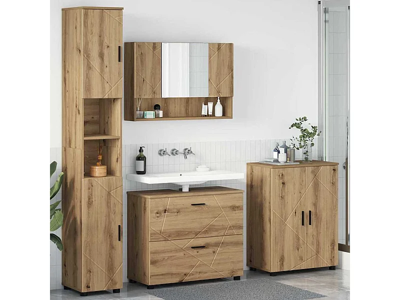 Ensemble de mobilier de salle de bain 4 pcs chêne artisanal