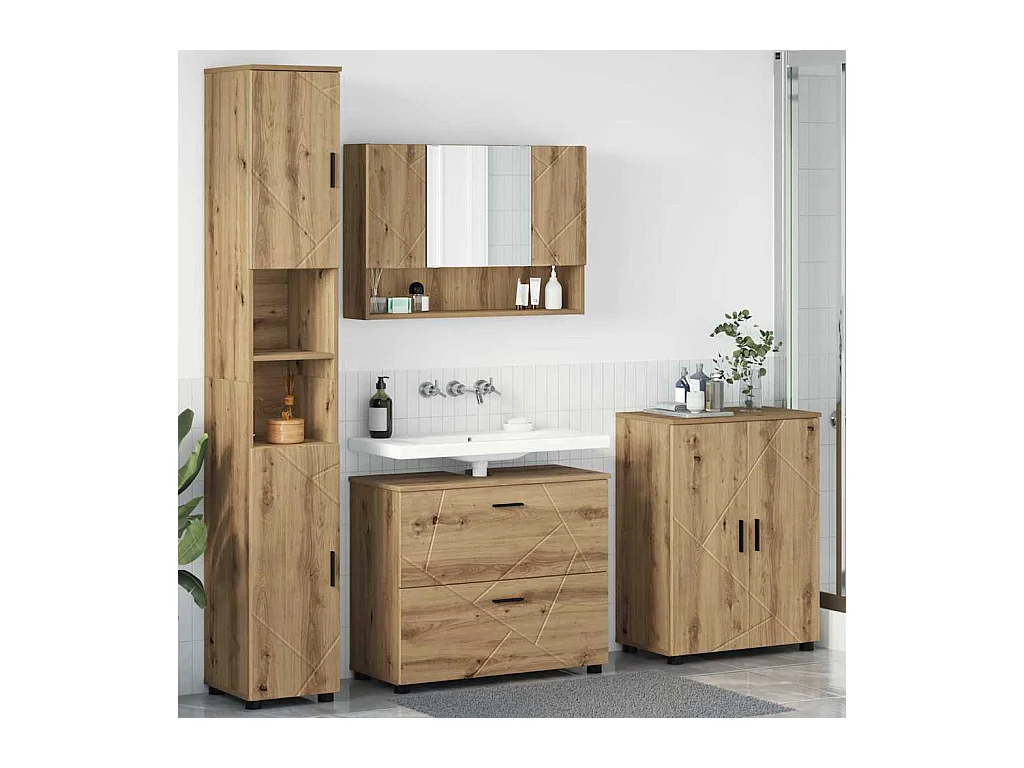 Ensemble de mobilier de salle de bain 4 pcs chêne artisanal